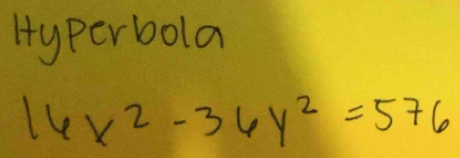 Hyperbola
16x^2-36y^2=576