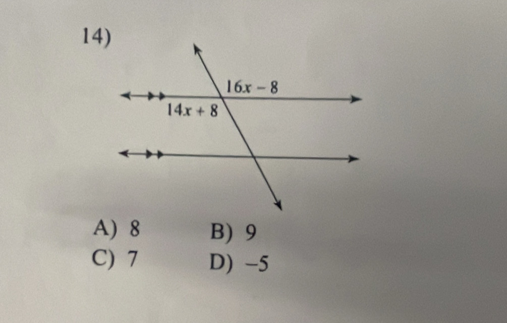 A) 8 B) 9
C) 7 D) -5