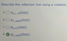 Describe the reflection line using a notation.
A R_8--1(DOG)
R_xmin(DOG)
C R_r=1(DOG)
R_y-and(DOG)