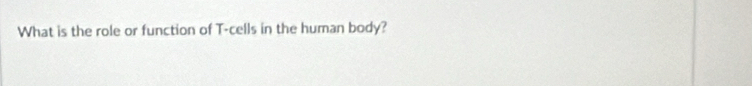 What is the role or function of T -cells in the human body?