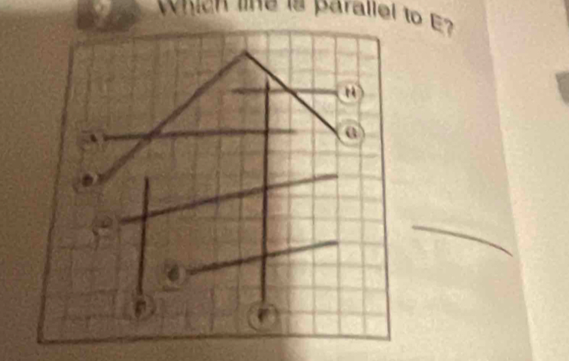 Which lne is parallel to E?
a