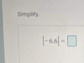 Simplify.
|-6.6|=□