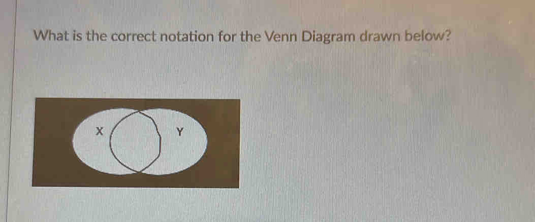 What is the correct notation for the Venn Diagram drawn below?