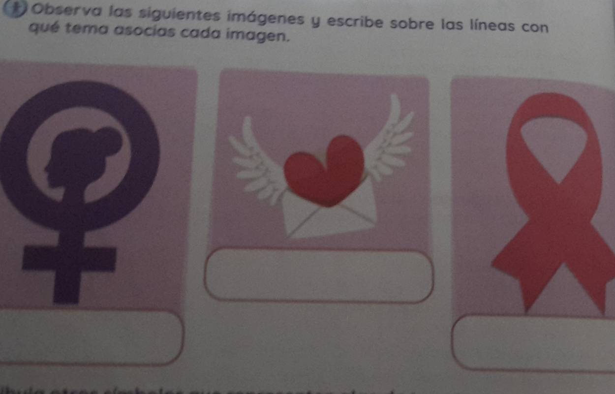 Observa las siguientes imágenes y escribe sobre las líneas con 
qué tema asocias cada imagen.