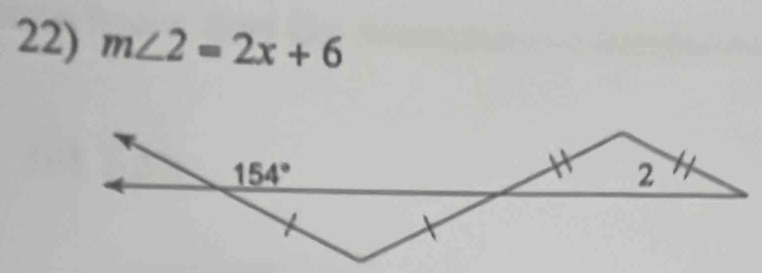 m∠ 2=2x+6