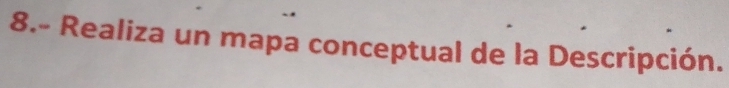 8.- Realiza un mapa conceptual de la Descripción.