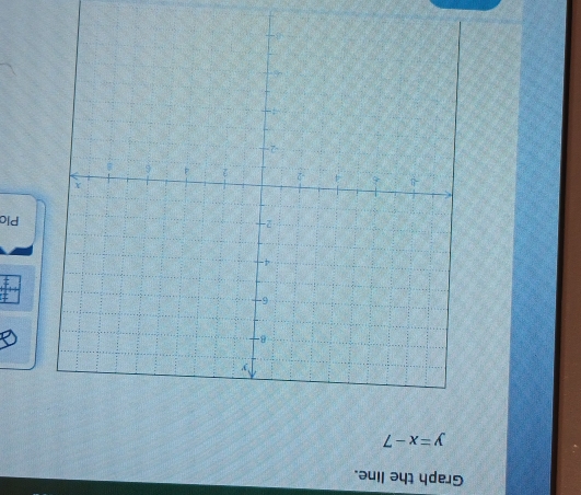 Graph the line.
y=x-7
Pla