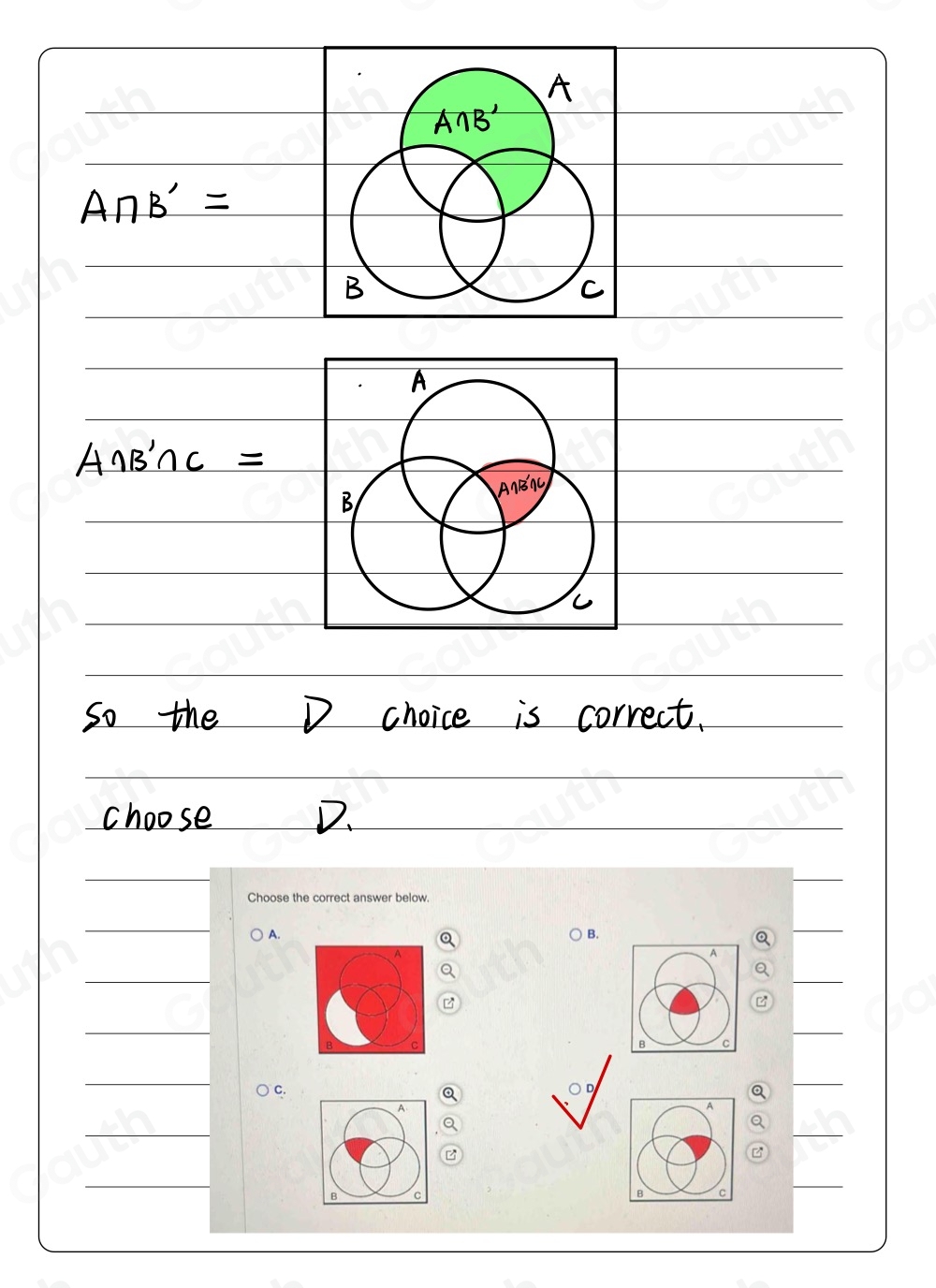 Solved: Draw a Venn diagram for sets A, B, and C and shade the region A ...