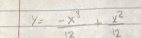 y= (-x^3)/12 + x^2/12 