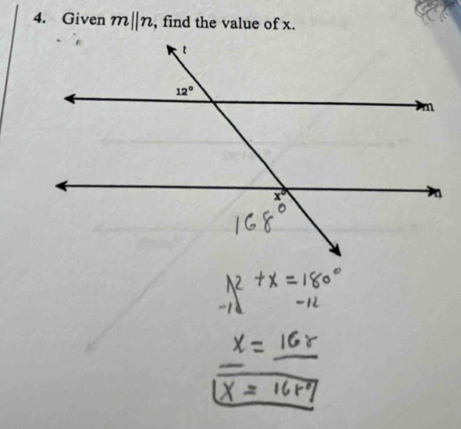 Given m||n , find the value of x.