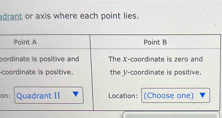 adrant or axis where each point lies.
p
-c
o