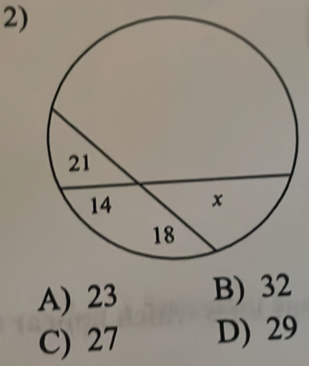 A) 23 B) 32
C) 27
D) 29