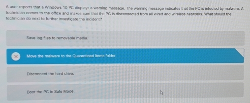 Solved: A user reports that a Windows 10 PC displays a warning message ...