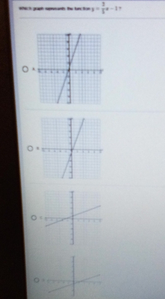 Which graph represants the function y= 2/5 x-1 ?