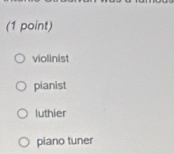 violinist
pianist
luthier
piano tuner