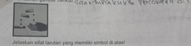 Jelaskan sifat larutan yang memiliki simbol di atas!