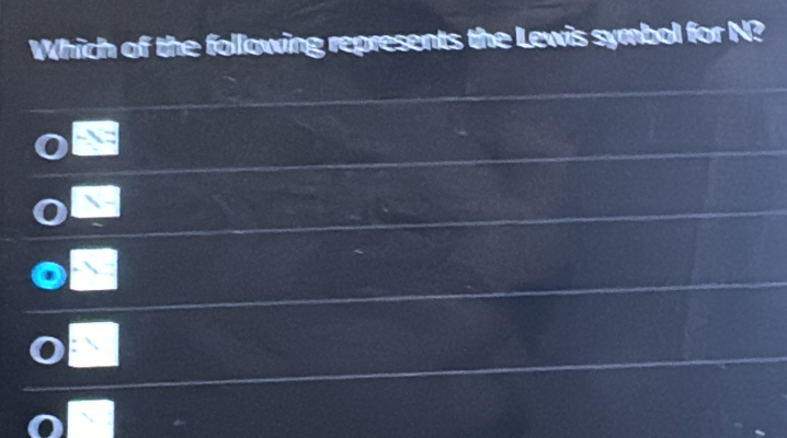 Which of the following represents the Lewis symbol for N?