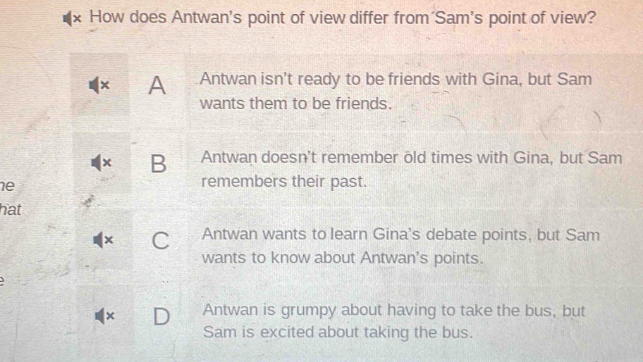 Solved: How does Antwan's point of view differ from´Sam's point of view ...