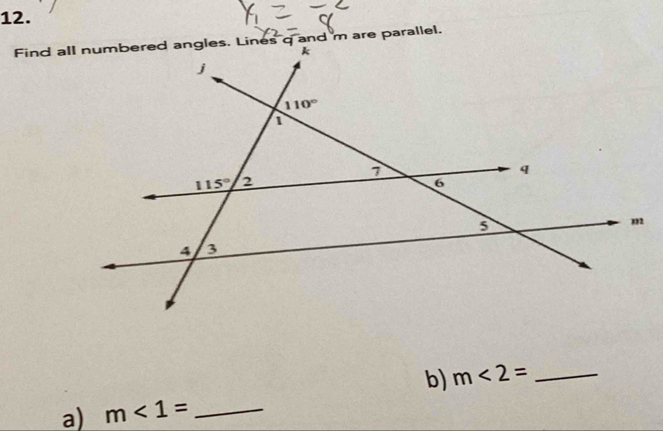 m<2= _
a) m<1= _