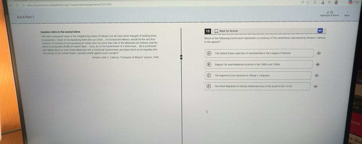 Solved: Cha https://apclassroom.collegeboard.org/1/assessments ...