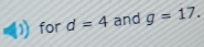 for d=4 and g=17.