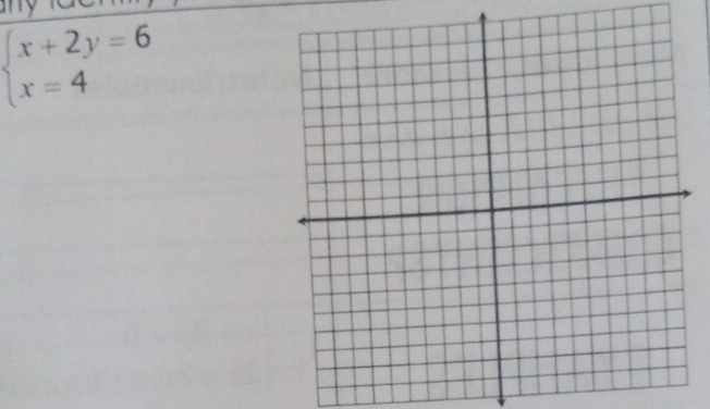 beginarrayl x+2y=6 x=4endarray.