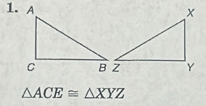 △ ACE≌ △ XYZ