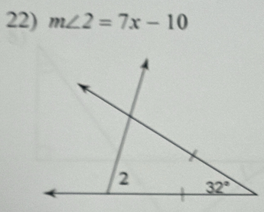 m∠ 2=7x-10