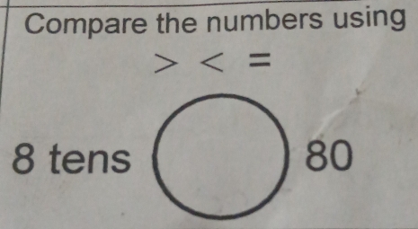 Compare the numbers using

8 tens