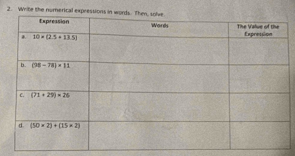 Write the numerical