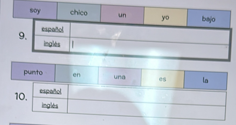 punto en una es
la
10. español
inglés