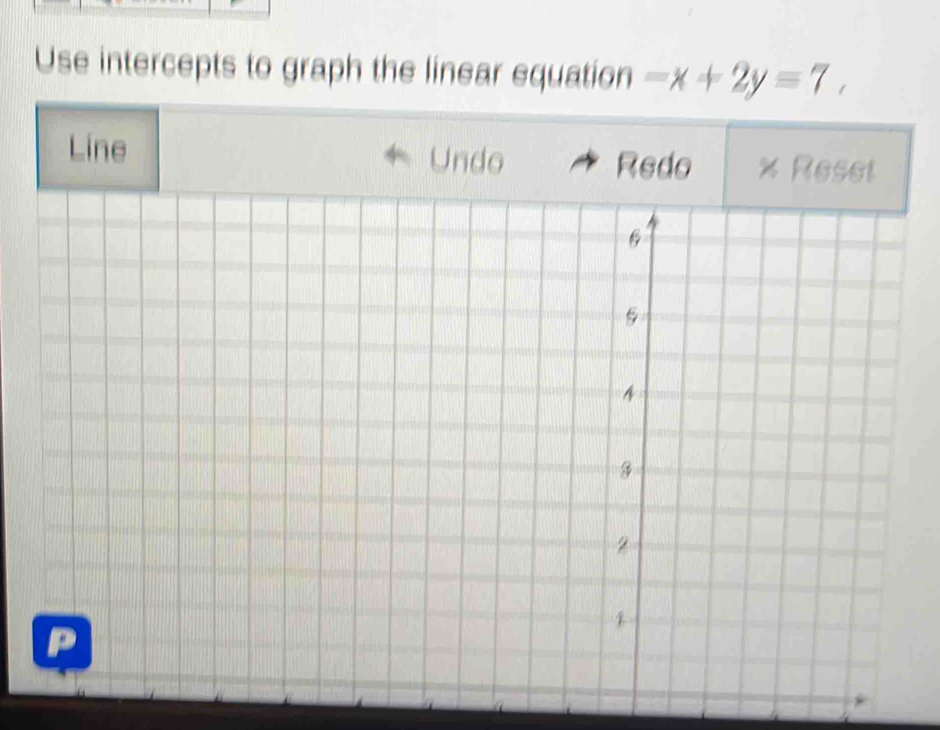 Use intercepts to graph the linear equation -x+2y=7,