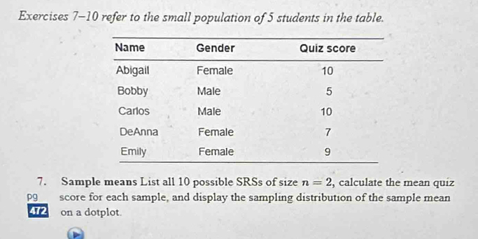 Solved: refer to the small population of 5 students in the table. 7 ...