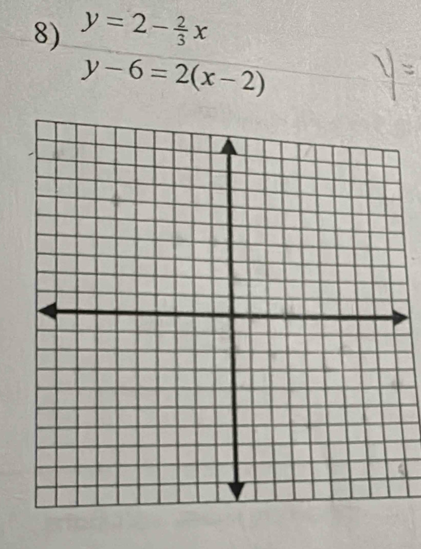 y=2- 2/3 x
y-6=2(x-2)