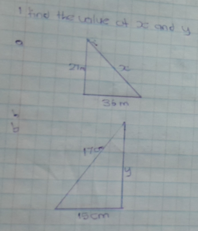 find the value of x and y
b