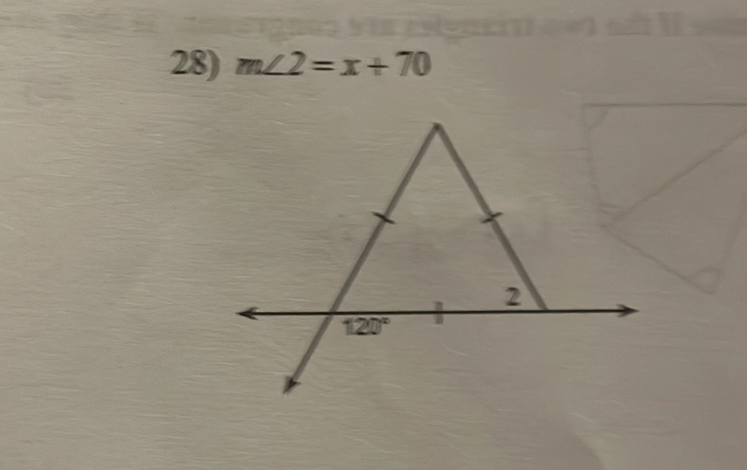 m∠ 2=x+70