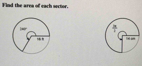 Find the area of each sector.