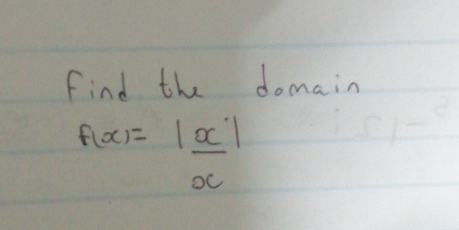 Find the domain
f(x)= |x|/x 