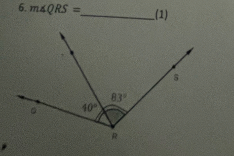 m∠ QRS=
_(1)