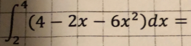 ∈t _2^(4(4-2x-6x^2))dx=