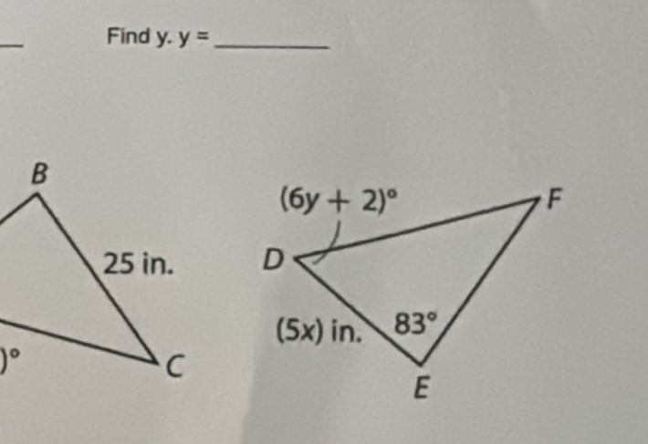 Find y. y= _