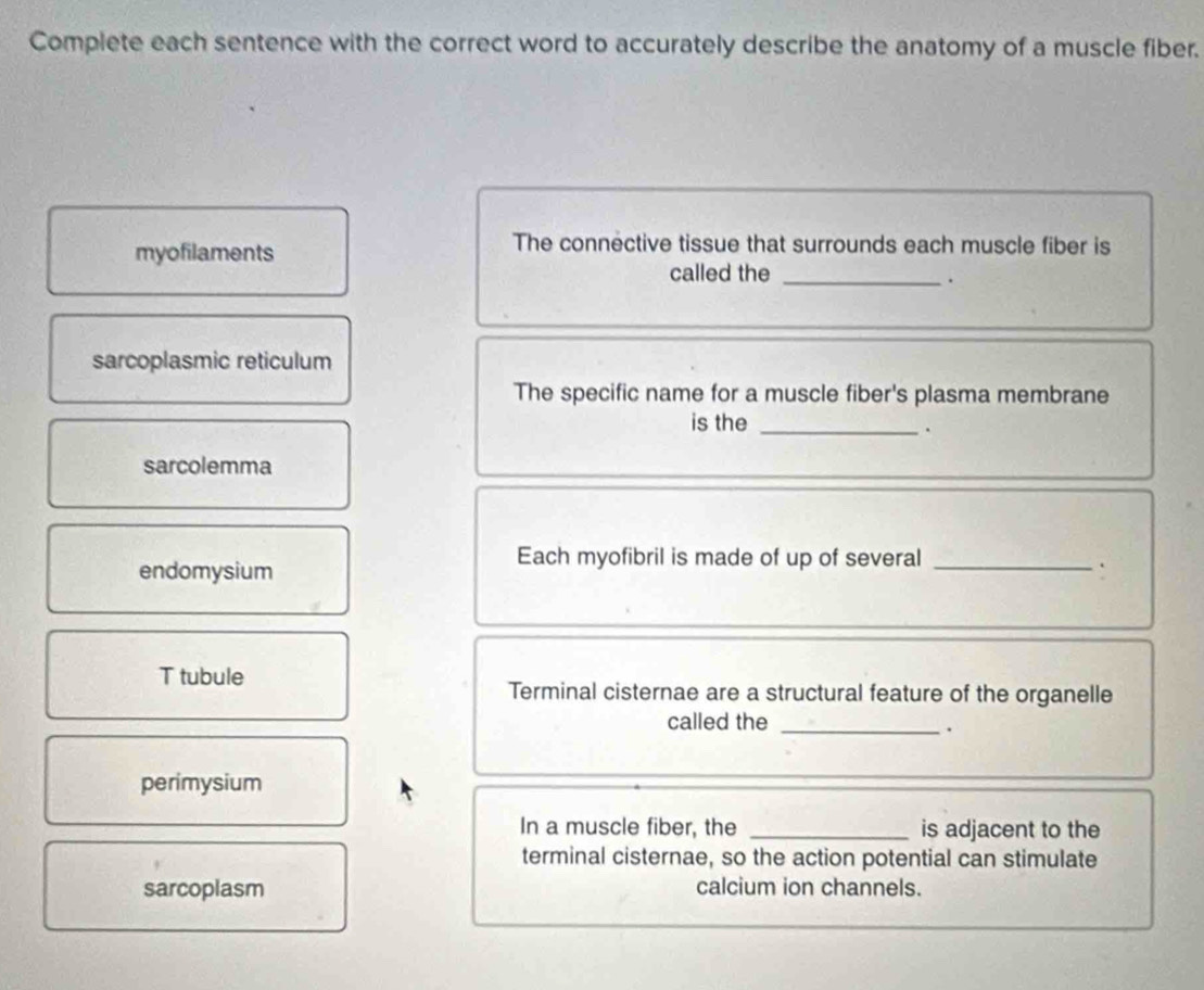 Solved: Complete each sentence with the correct word to accurately ...