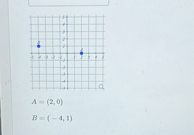 A=(2,0)
B=(-4,1)