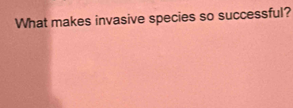 What makes invasive species so successful?