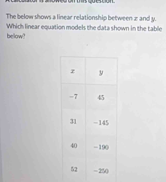 Solved: nowed on this question. The below shows a linear relationship ...