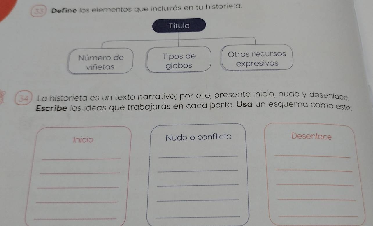 Resuelto:Define los elementos que incluirás en tu historieta. Título ...