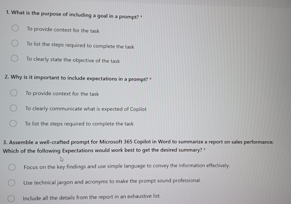 Solved: What is the purpose of including a goal in a prompt? * To ...