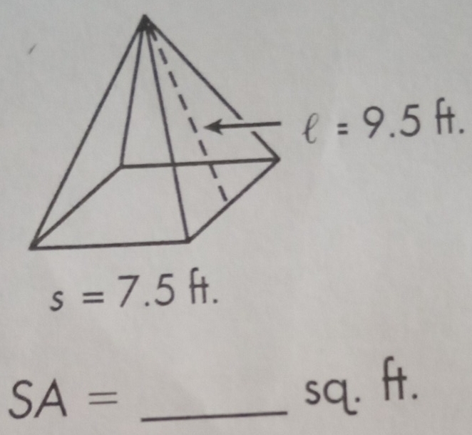 SA=
sq. ft.