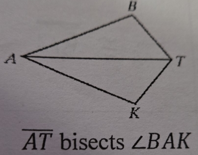 overline AT bisects ∠ BAK