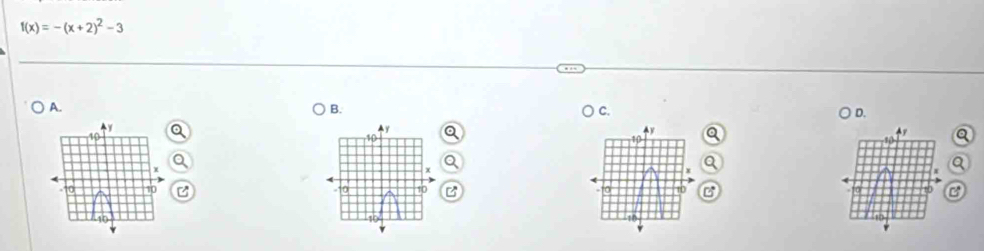 f(x)=-(x+2)^2-3
A. 
B. 
C. 
D.